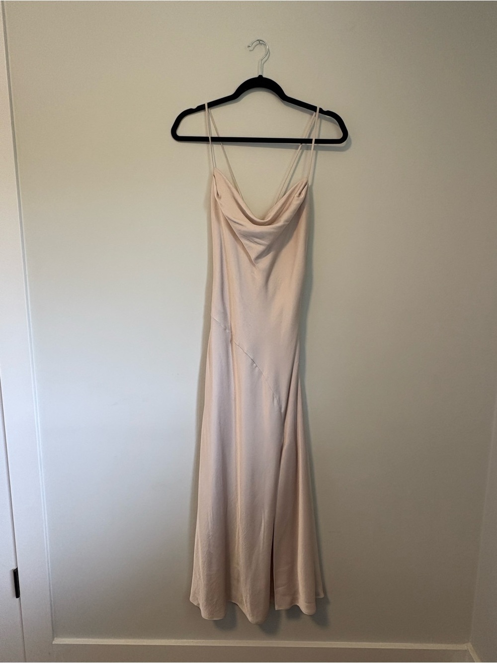 Silky Cowl Neck Slip Dress in Champange